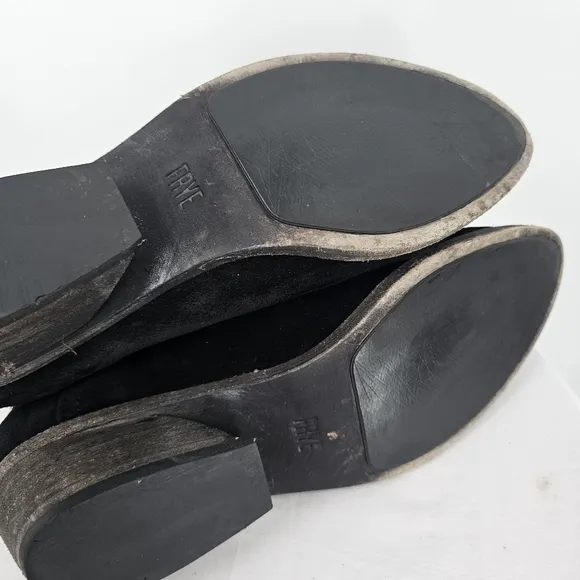 FRYE Farrah Black Suede Ankle Boots | Distressed Leather Sz 8.5