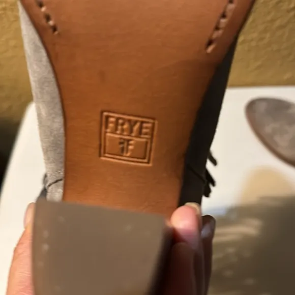 Frye Fringe Dark Grey Booties. Size 8.5 B