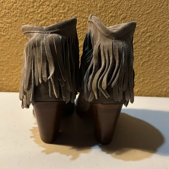 Frye Fringe Dark Grey Booties. Size 8.5 B