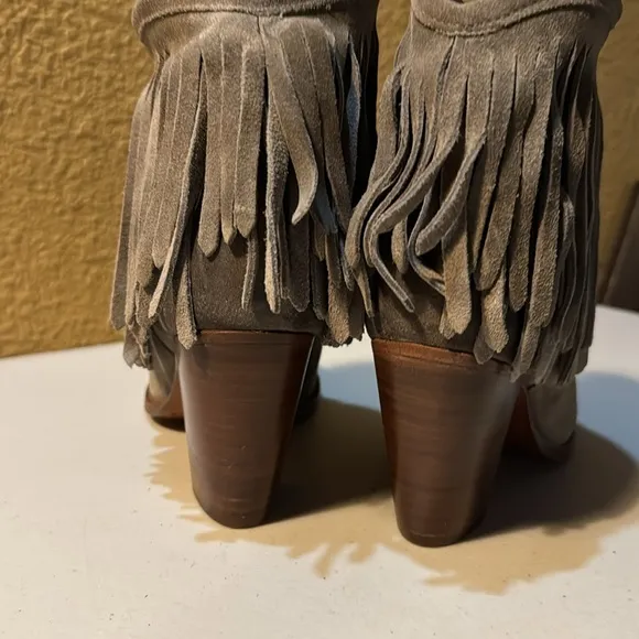 Frye Fringe Dark Grey Booties. Size 8.5 B