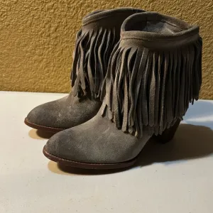 Frye Fringe Dark Grey Booties. Size 8.5 B