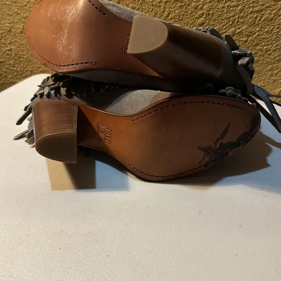 Frye Fringe Dark Grey Booties. Size 8.5 B