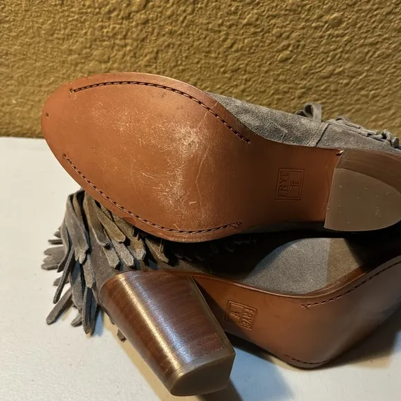 Frye Fringe Dark Grey Booties. Size 8.5 B