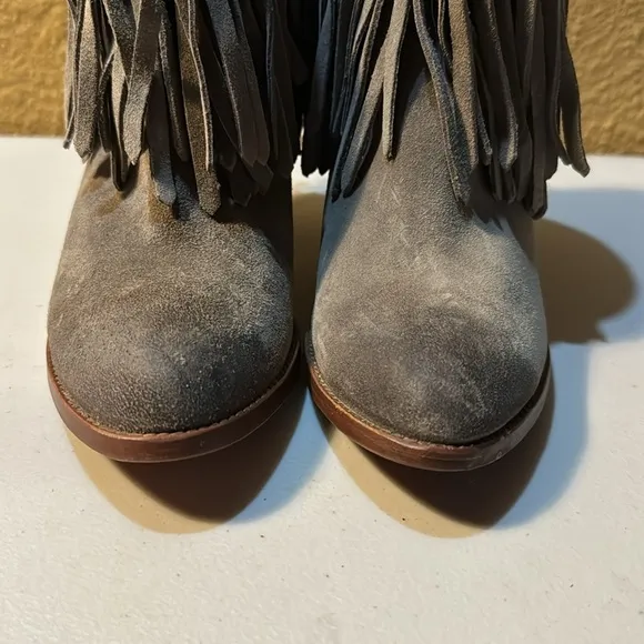 Frye Fringe Dark Grey Booties. Size 8.5 B