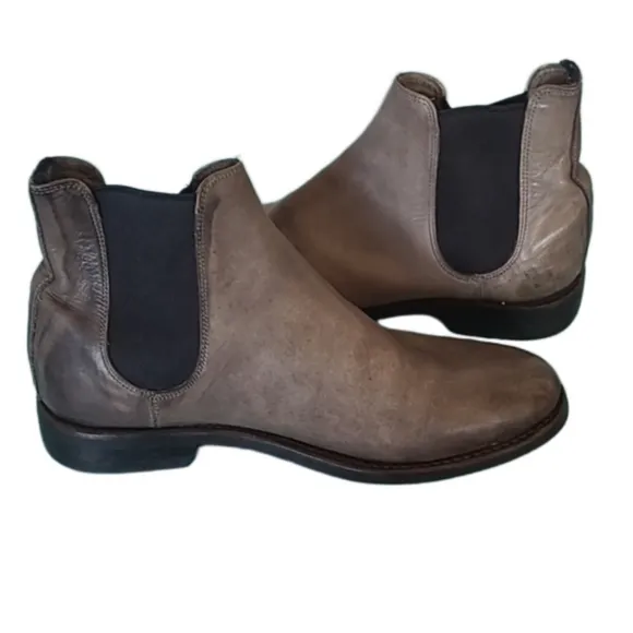 Frye Gray Leather Slip-on Ankle Boots Size 8.5