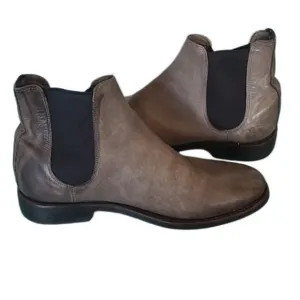 Frye Gray Leather Slip-on Ankle Boots Size 8.5