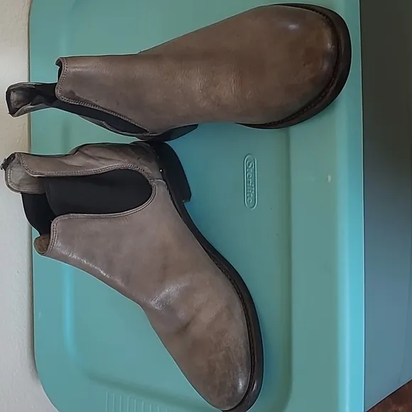 Frye Gray Leather Slip-on Ankle Boots Size 8.5