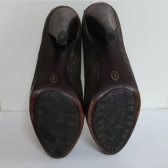 Frye Harlow Oxford Lace Up Heels Brown Western Suede Boots Shoes Distressed 10