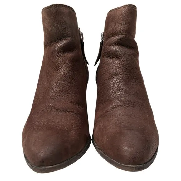 Frye Judith Double Zip Leather Booties Boots Women's Size 8.5 in Cognac