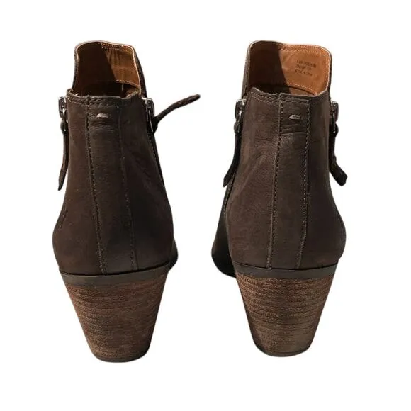Frye Judith Double Zip Leather Booties Boots Women's Size 8.5 in Cognac