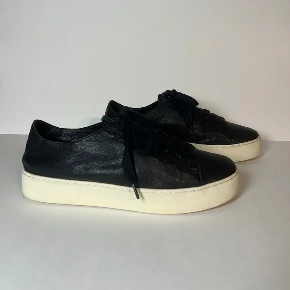 Frye Lena Low Lace Black Leather Fashion Low Top Sneakers, womens size 7. Laces