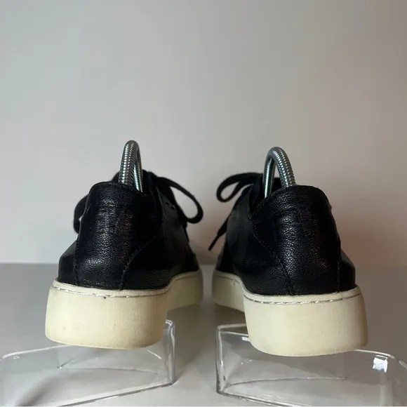 Frye Lena Low Lace Black Leather Fashion Low Top Sneakers, womens size 7. Laces