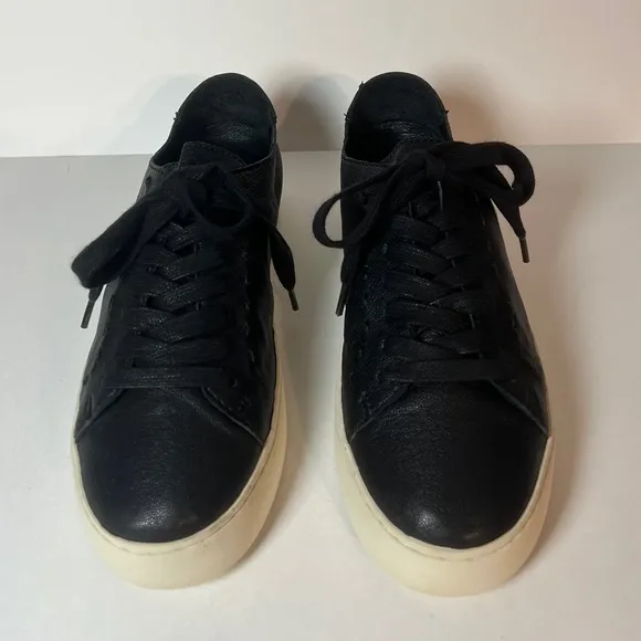 Frye Lena Low Lace Black Leather Fashion Low Top Sneakers, womens size 7. Laces