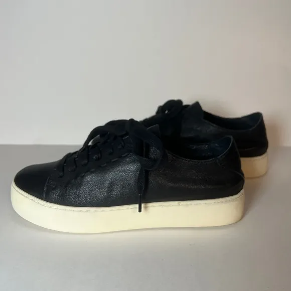 Frye Lena Low Lace Black Leather Fashion Low Top Sneakers, womens size 7. Laces