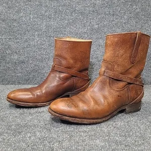 Frye Lindsay Plate Short Pull On Strap Boots Womens  6.5 Brown Leather Western