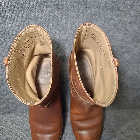 Frye Lindsay Plate Short Pull On Strap Boots Womens  6.5 Brown Leather Western