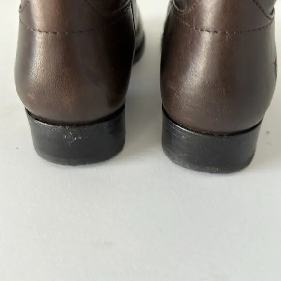 Frye Melissa Button Leather Tall Shaft Pull on Boots Size 6 Color is Brown