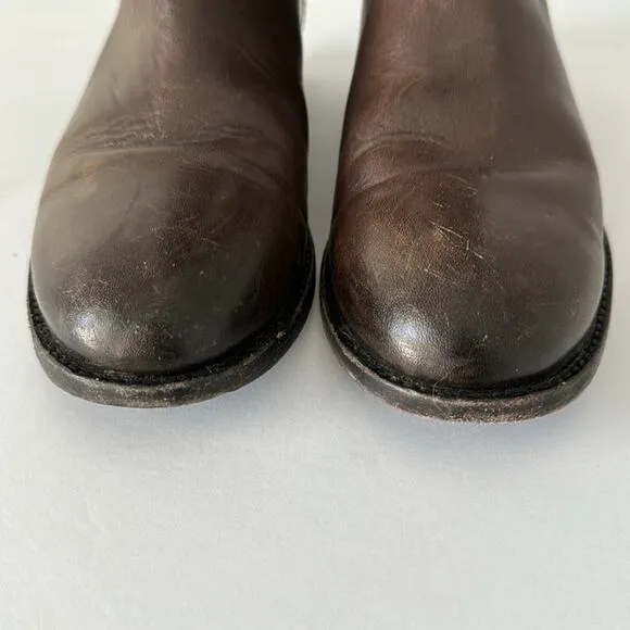 Frye Melissa Button Leather Tall Shaft Pull on Boots Size 6 Color is Brown