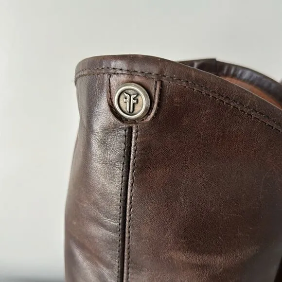 Frye Melissa Button Leather Tall Shaft Pull on Boots Size 6 Color is Brown