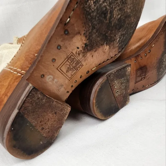 Frye Melissa Pull On Canvas And Brown Leather Boots.