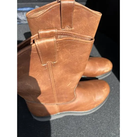 FRYE Mens Industrial Steel Toe Boots Brown Leather Wellington New S 10.5 campus