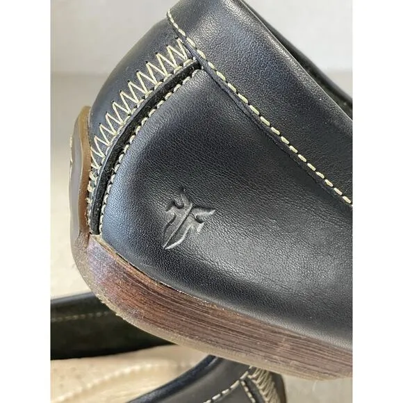 Frye Mens Lewis Venetian Loafers Moc Toe Black Leather Slip On Shoes Size 10.5D