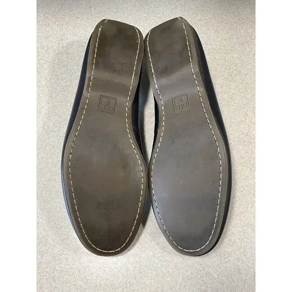 Frye Mens Lewis Venetian Loafers Moc Toe Black Leather Slip On Shoes Size 10.5D