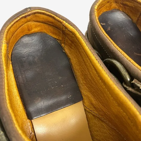 Frye Miles Clogs Mules Brown Leather Belted Harness Motorcycle USA Sz 10
