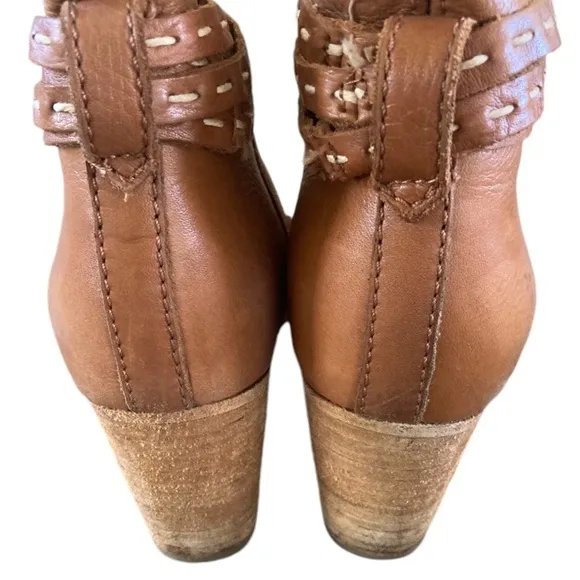 Frye Naomi Pickstitch Mid Boots Leather Whiskey Size 8.5 Women’s