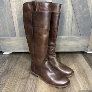 Frye Paige Riding Boots 7B Knee High Pull On Brown Leather Equestrian Tall