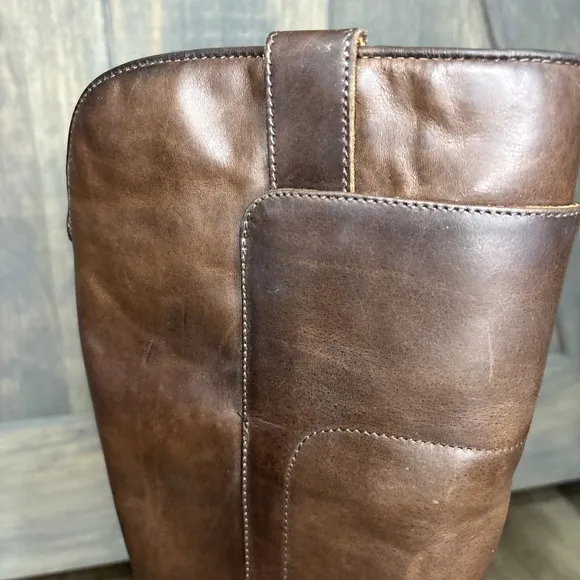 Frye Paige Riding Boots 7B Knee High Pull On Brown Leather Equestrian Tall