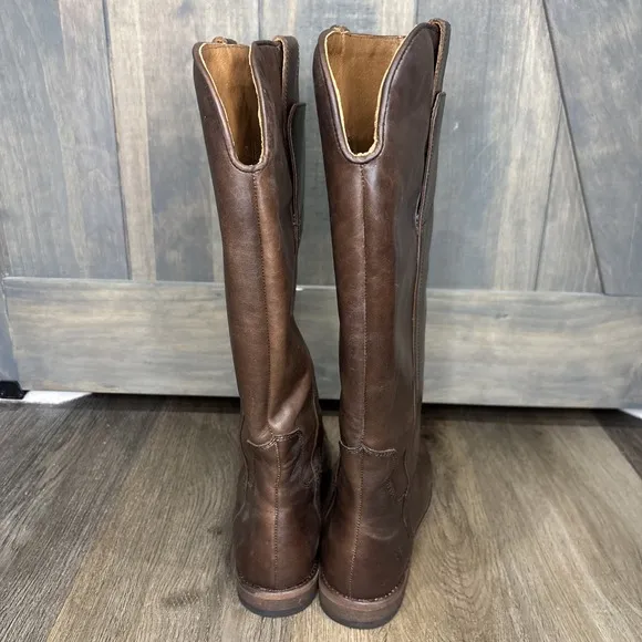 Frye Paige Riding Boots 7B Knee High Pull On Brown Leather Equestrian Tall