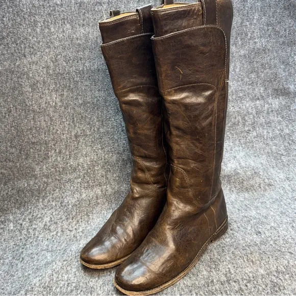 Frye Paige Tall Riding Boots 7.5 Leather Brown Equestrian