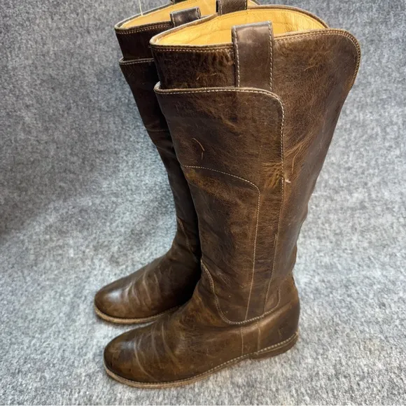 Frye Paige Tall Riding Boots 7.5 Leather Brown Equestrian