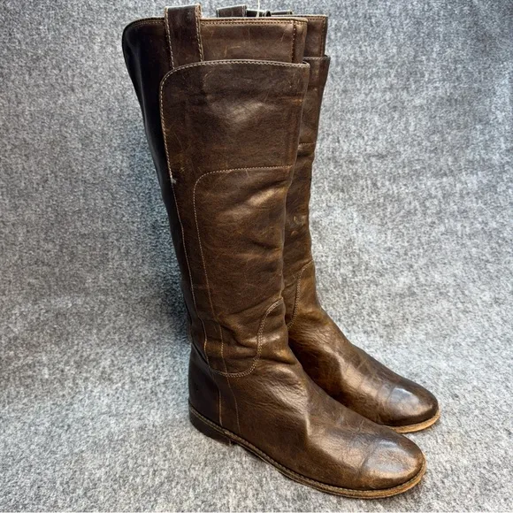 Frye Paige Tall Riding Boots 7.5 Leather Brown Equestrian