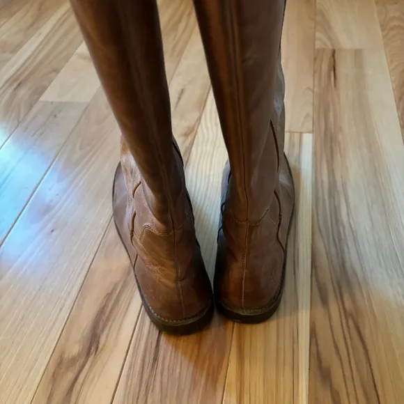 Frye Paige Tall Riding Tan Leather Boots