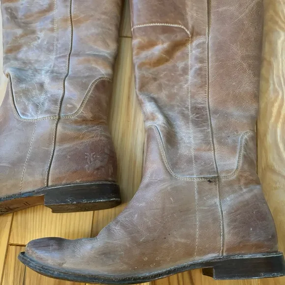 Frye Paige Tall Riding Tan Leather Boots