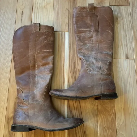 Frye Paige Tall Riding Tan Leather Boots