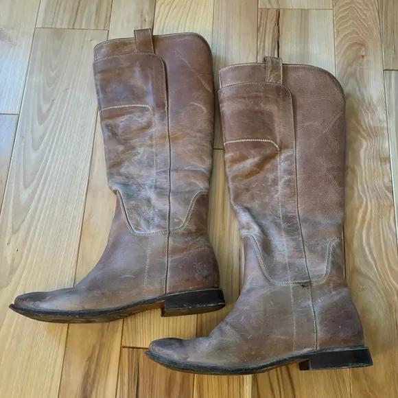 Frye Paige Tall Riding Tan Leather Boots