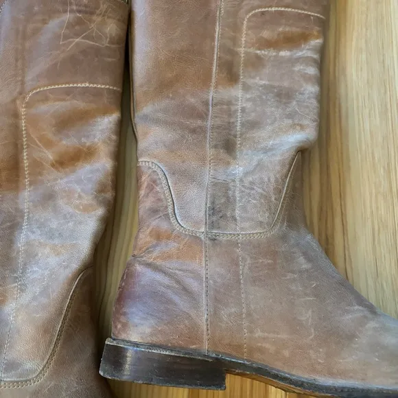 Frye Paige Tall Riding Tan Leather Boots