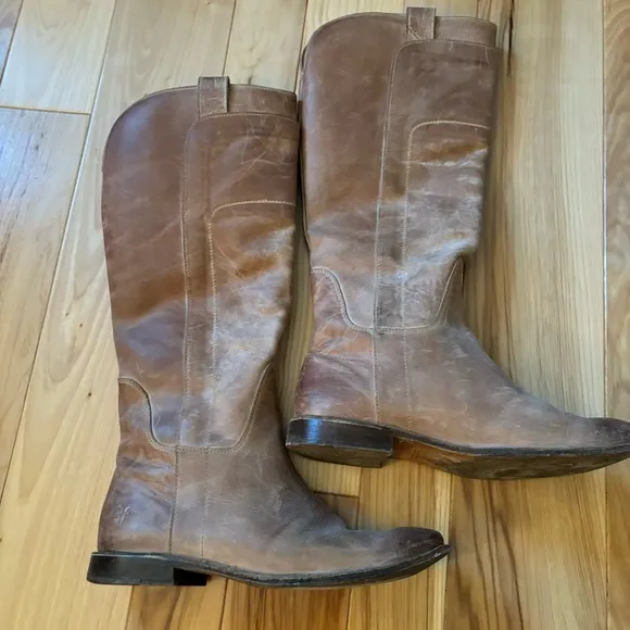 Frye Paige Tall Riding Tan Leather Boots