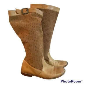 Frye perforated boots suede calf tan riding boots 9.5