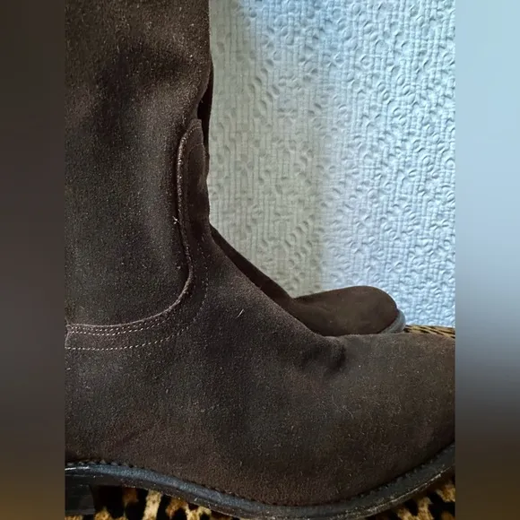 Frye Pull on Chocolate Suede Slouch Riding Boots SZ 9