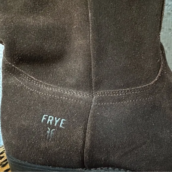Frye Pull on Chocolate Suede Slouch Riding Boots SZ 9
