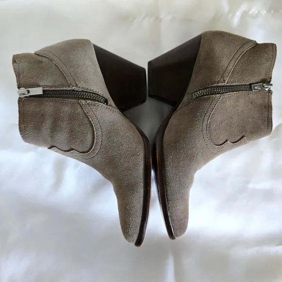 Frye Reina Ankle Western Suede Boots Booties Tan/Gray Size US 6M Boho