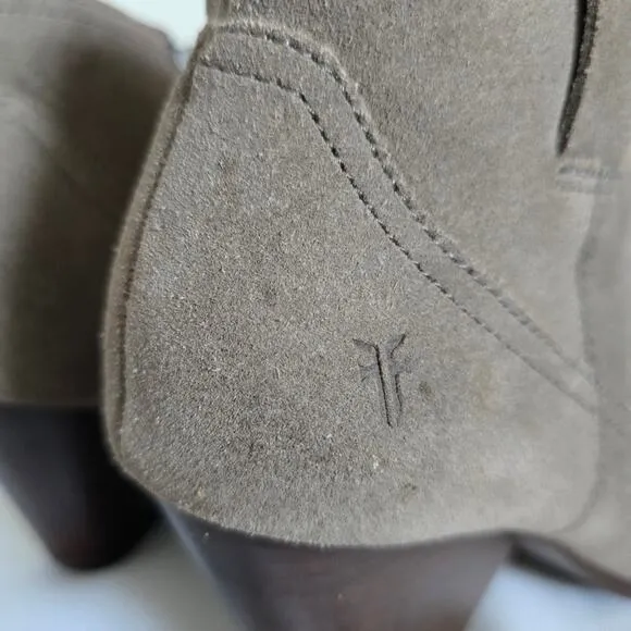 Frye Reina Ankle Western Suede Boots Booties Tan/Gray Size US 6M Boho