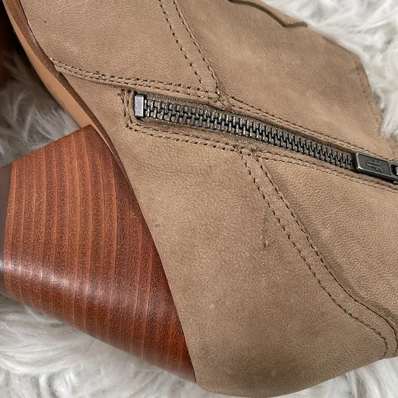 FRYE Reina Bootie 79258 Leather Brown Nubuck Slip On Ankle Booties Boots Sz 8.5