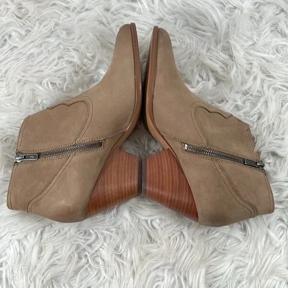 FRYE Reina Bootie 79258 Leather Brown Nubuck Slip On Ankle Booties Boots Sz 8.5