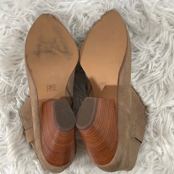 FRYE Reina Bootie 79258 Leather Brown Nubuck Slip On Ankle Booties Boots Sz 8.5