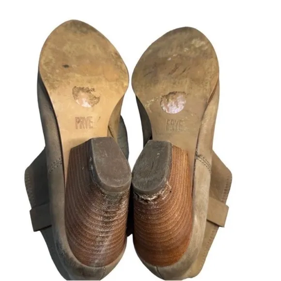 Frye Rory Bootie Ash Nubuck Leather Western Ankle Boots Tan Brown Size 8.5